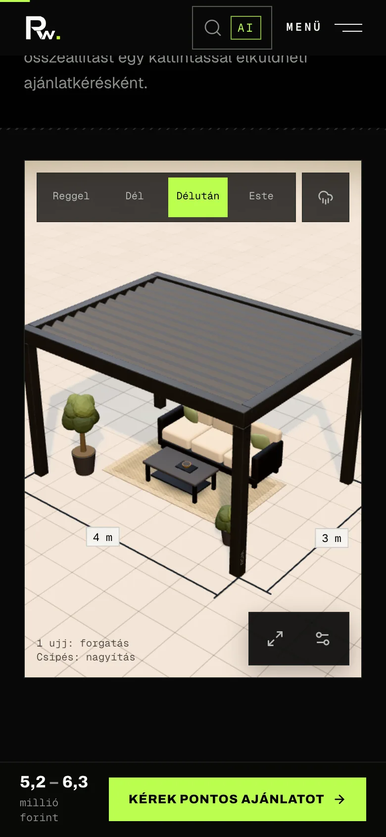 The 3D designer on desktop, and on mobile with the live price bar and the quote button