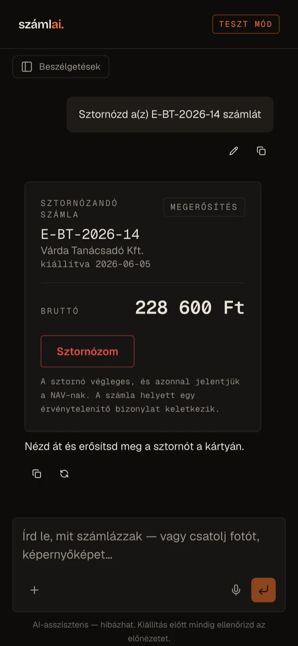 A sztornó megerősítő kártyája: a vörös az egyetlen visszafordíthatatlan műveleté